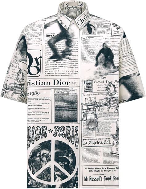 dior erl shirt|Dior x ERL White Newspaper Shirt .